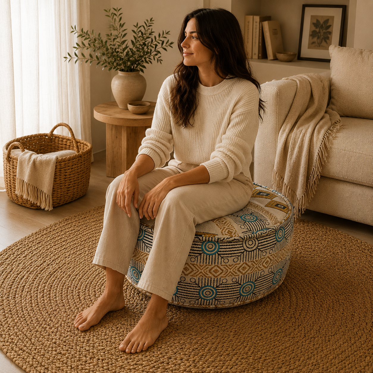 Puff Oriental Bordado de la India - BOUTIQUEDELAINDIAENCOLOMBIA