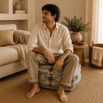 Puff Cubo Anaya Floral Artesanal - BOUTIQUEDELAINDIA