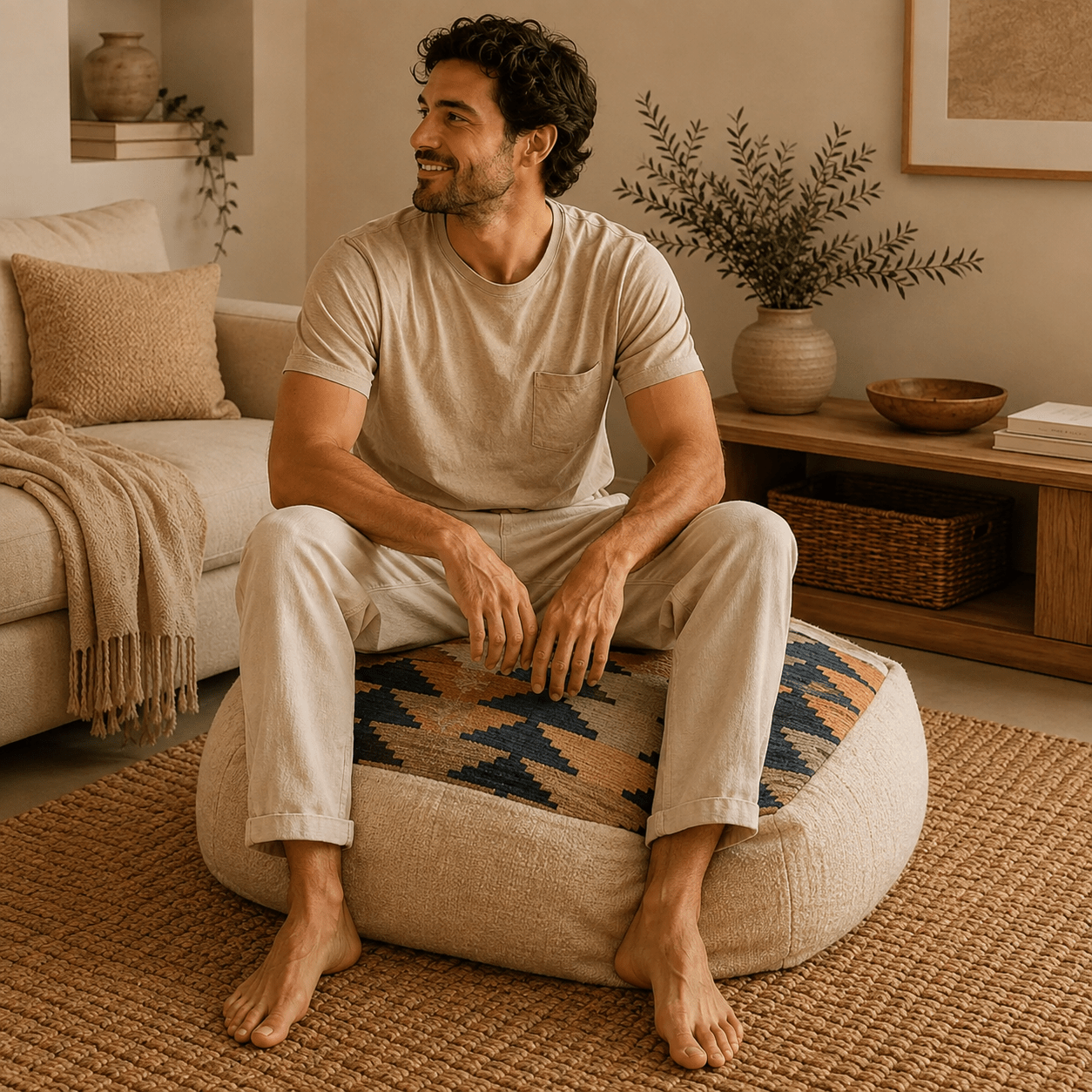 Puff Circular Kilim Anatolia Turquía - BOUTIQUEDELAINDIA