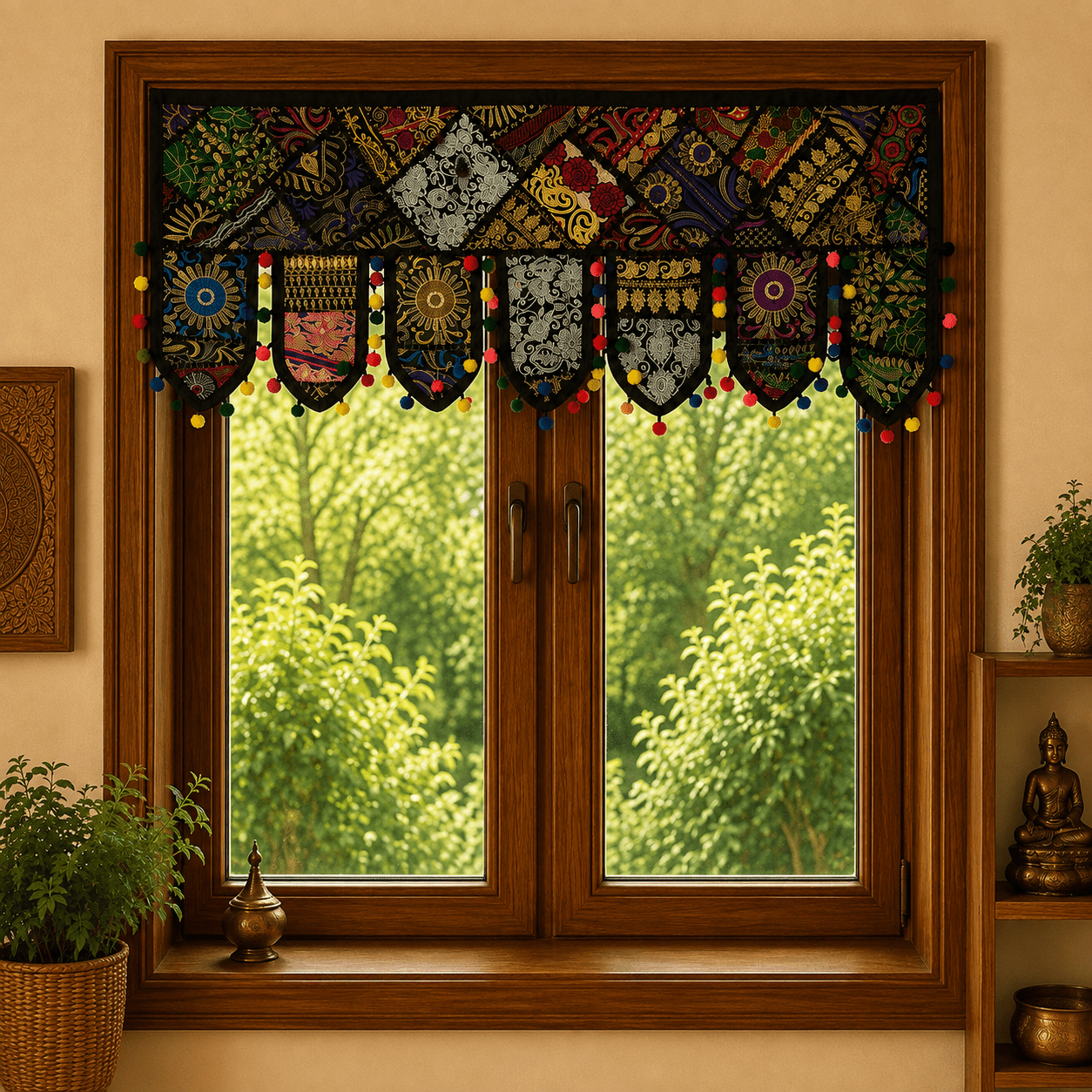 Cenefa India Noor Negra con Bordados Únicos - BOUTIQUEDELAINDIA