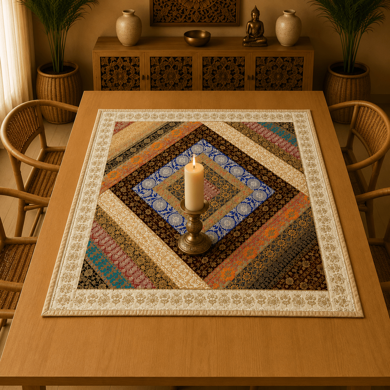 Mantel Artesanal con Diseño Clásico de la India - BOUTIQUEDELAINDIA
