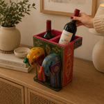 Portavino Artesanal Doble Loro Rajasthan - BOUTIQUEDELAINDIAENCOLOMBIA