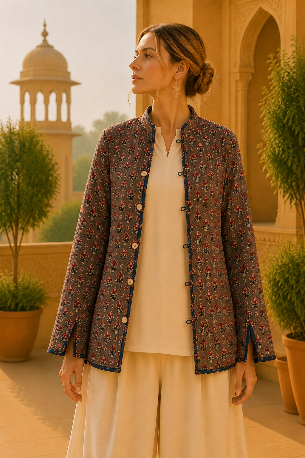Chaqueta Doble Faz Índigo Floral