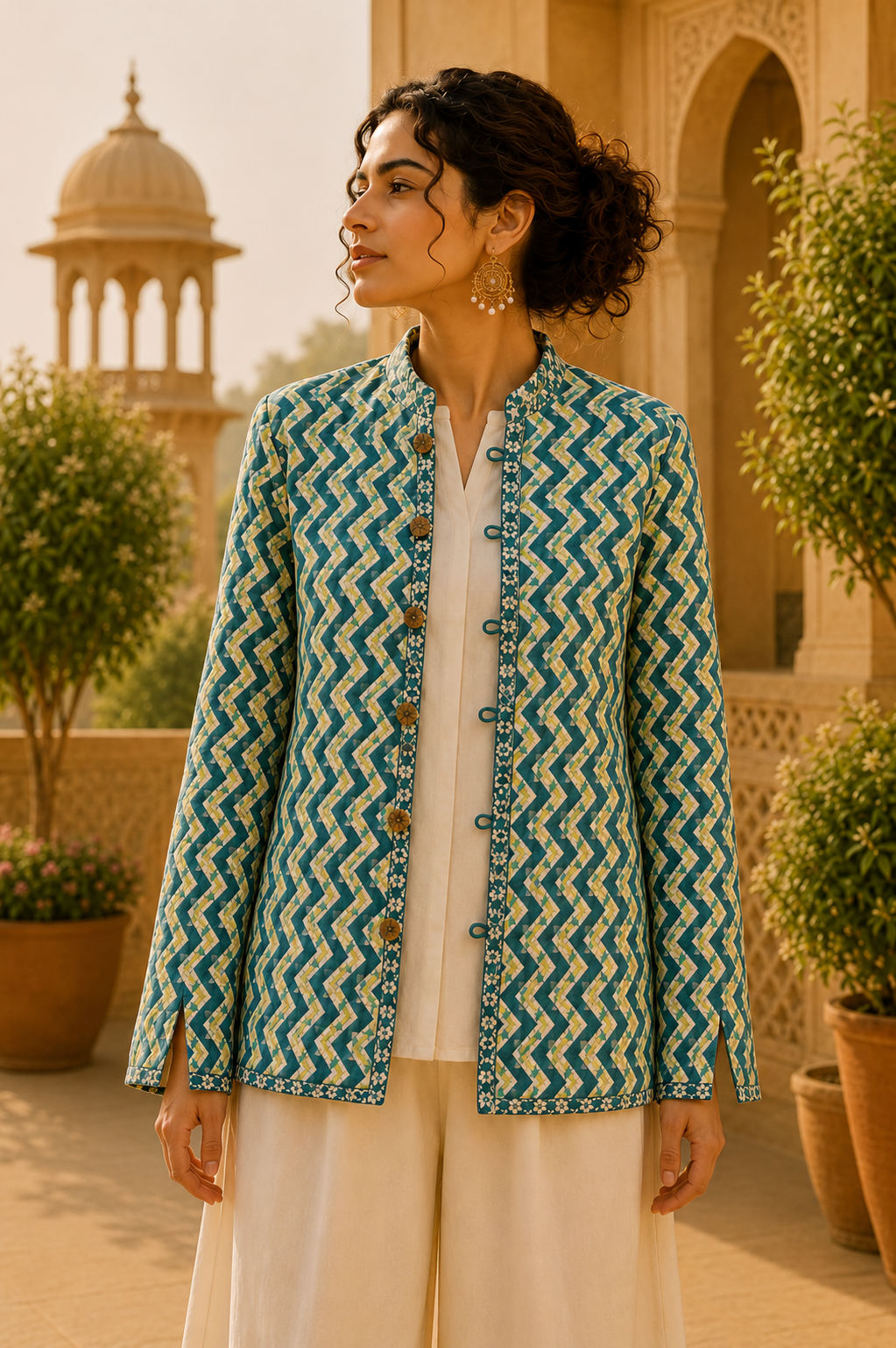 Chaqueta Zigzag Turquesa Jaipur