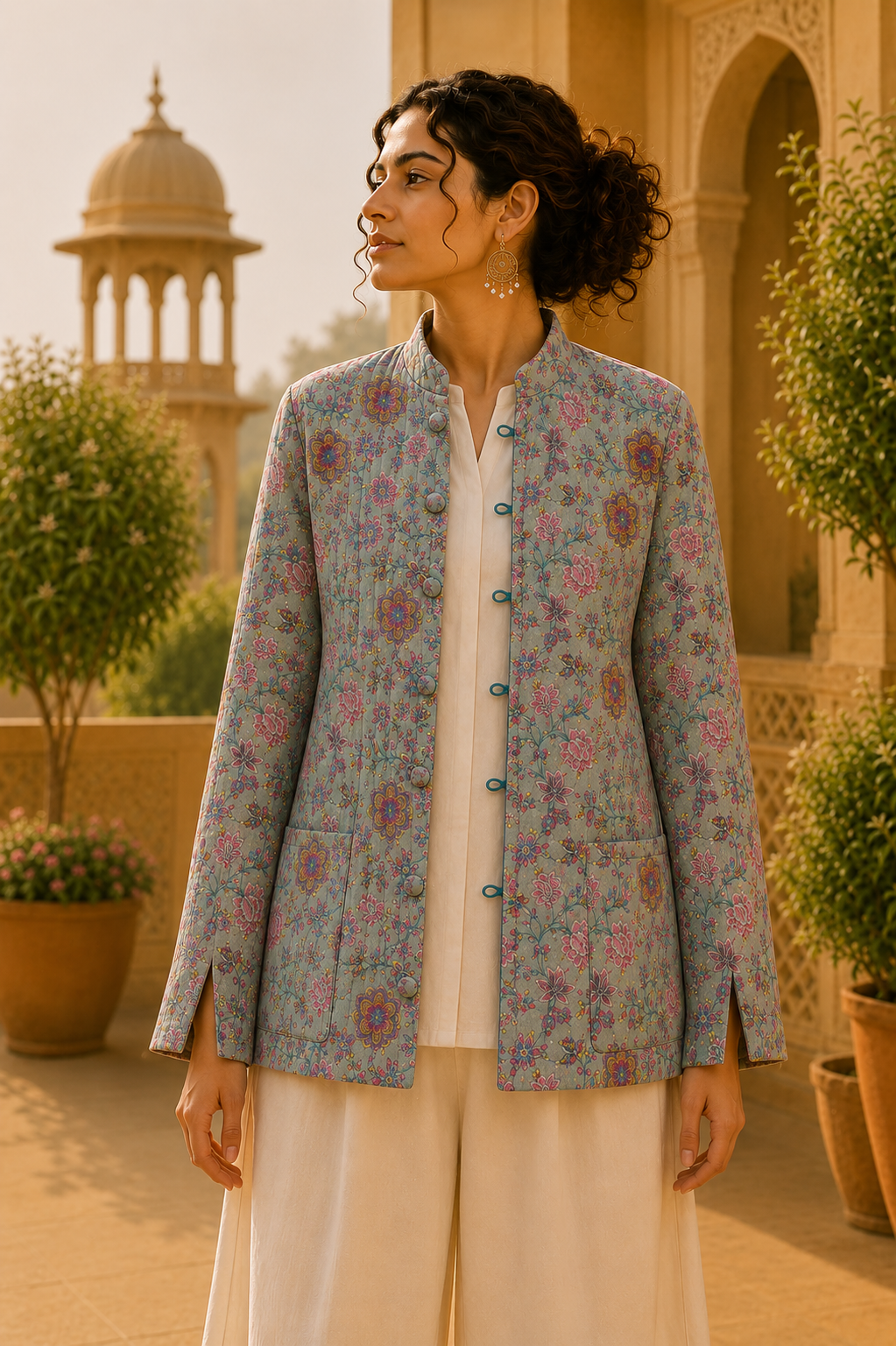 Chaqueta Doble Faz Celeste Mandala