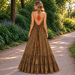 Vestido Mara Largo Mostaza Elegancia de la India - BOUTIQUEDELAINDIA
