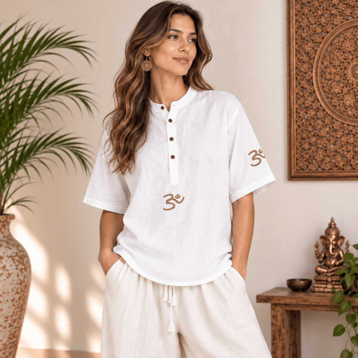 Kurta Corta para Hombre Estilo Camiseta Blanca - BOUTIQUEDELAINDIA