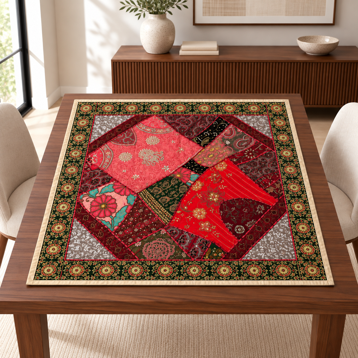 Mantel Decorativo con Bordados Artesanales - BOUTIQUEDELAINDIA