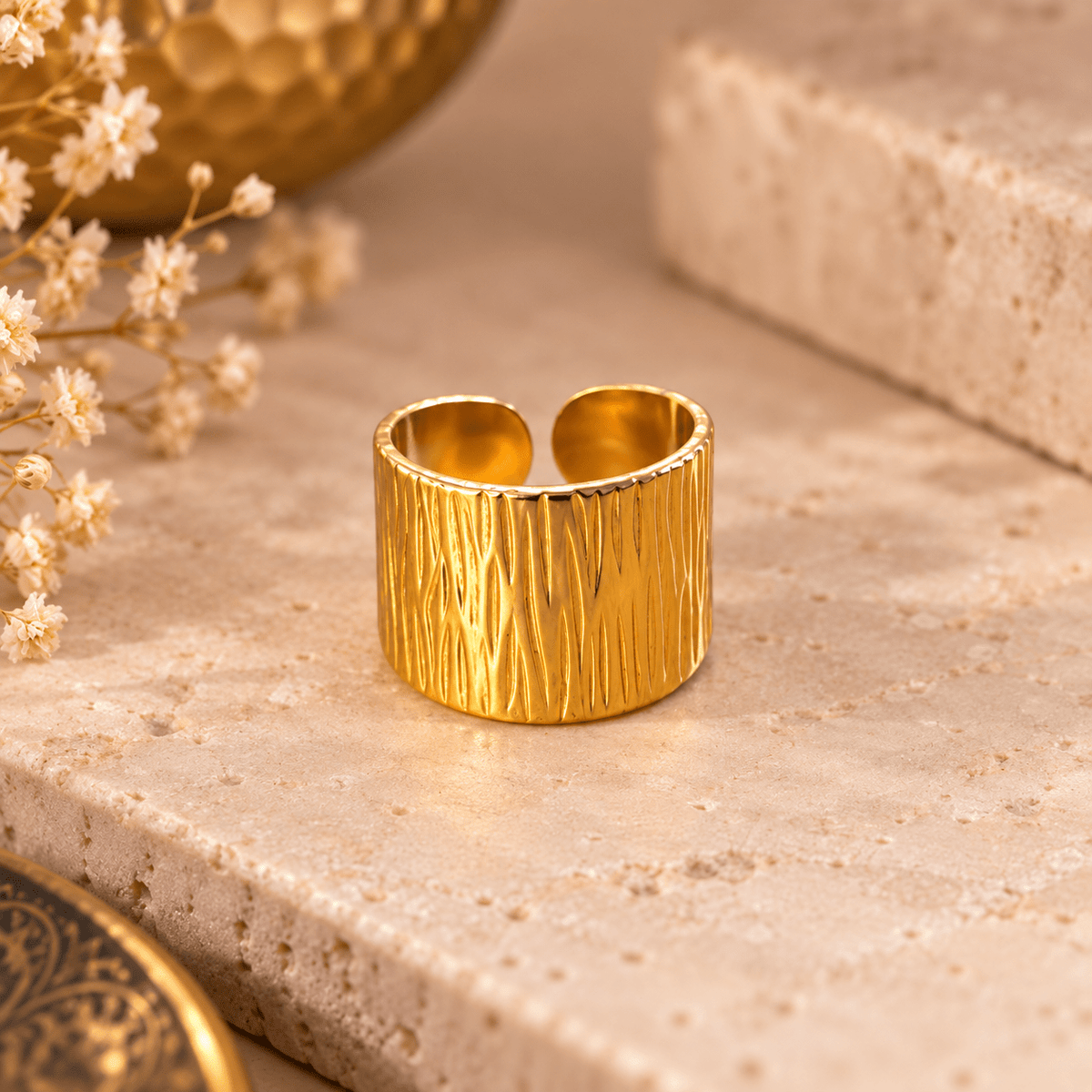 Combo Ishani de 3 Anillos en Bronce Dorado - BOUTIQUEDELAINDIA
