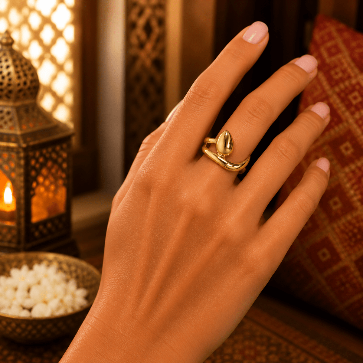 Anillo Anaya Gota en Bronce Dorado - BOUTIQUEDELAINDIA