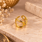 Anillo Naira Ondas Abiertas en Bronce Dorado - BOUTIQUEDELAINDIA
