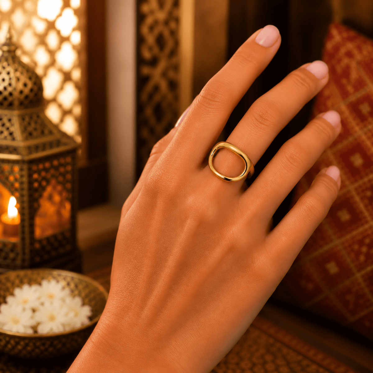 Anillo Naira Ondas Abiertas en Bronce Dorado - BOUTIQUEDELAINDIA