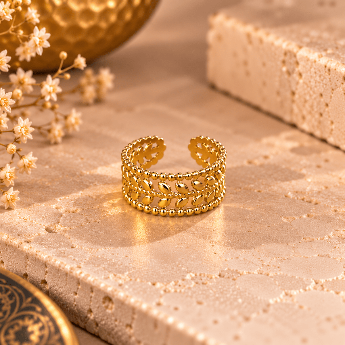Combo Kavya de 3 Anillos en Bronce Dorado - BOUTIQUEDELAINDIA