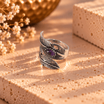 Anillo Ishani Plumas Plateado en Bronce - BOUTIQUEDELAINDIA