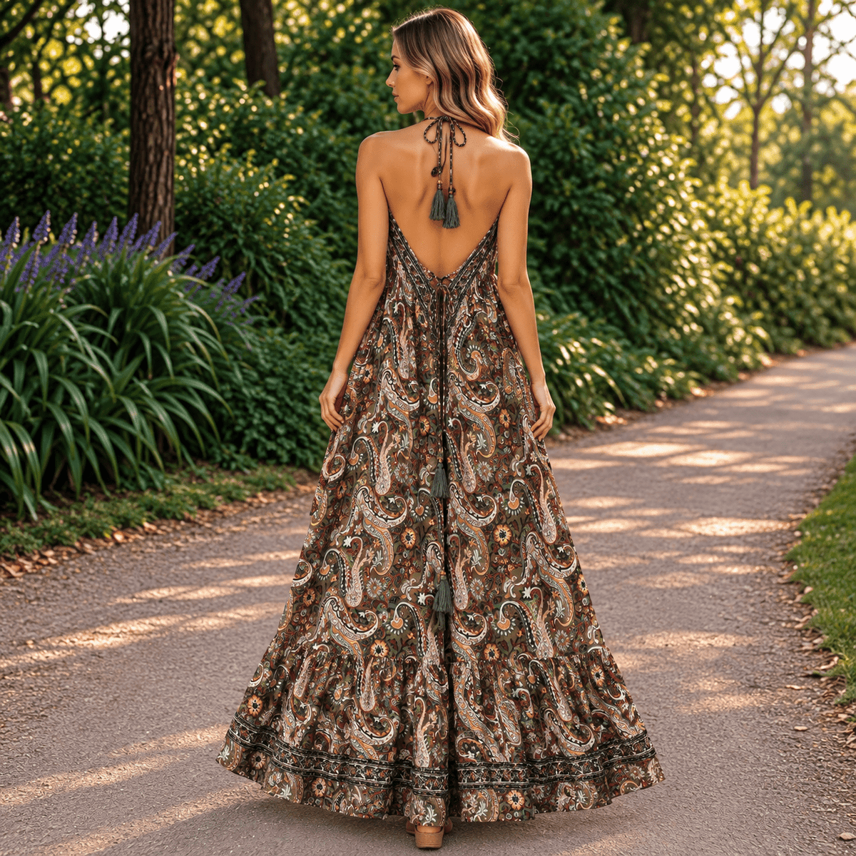 Vestido Mara Aarini Largo Estampado en Seda y Viscosa - BOUTIQUEDELAINDIA
