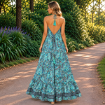 Vestido Mara Largo Estampado en Seda y Viscosa - BOUTIQUEDELAINDIA