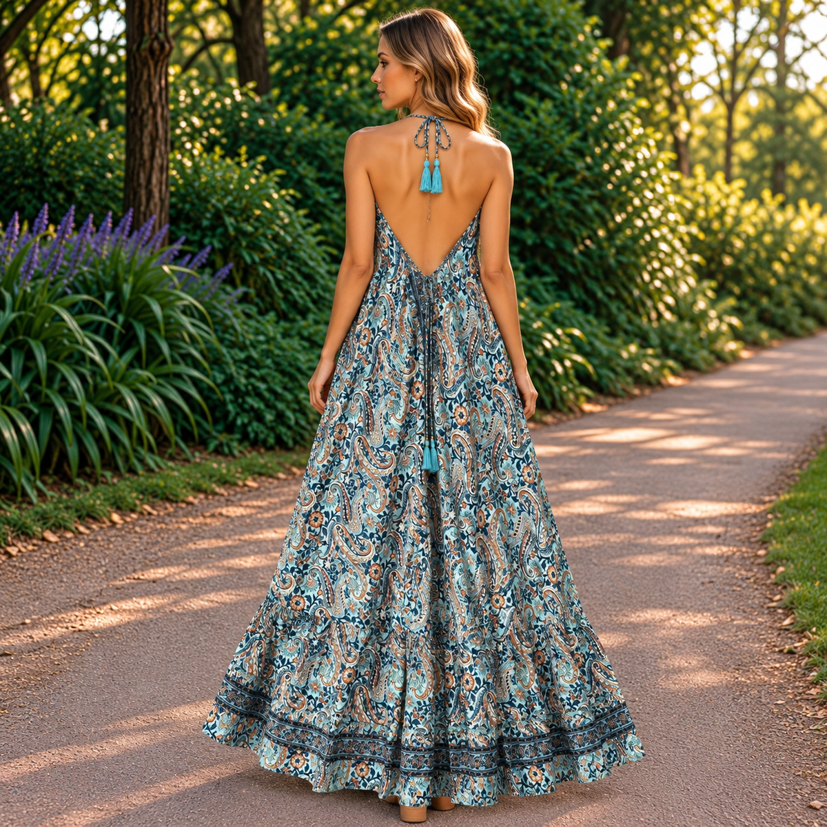 Vestido Mara Largo Estampado en Seda y Viscosa - BOUTIQUEDELAINDIA