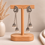 Aretes Jhumka pavos plateados - BOUTIQUEDELAINDIA