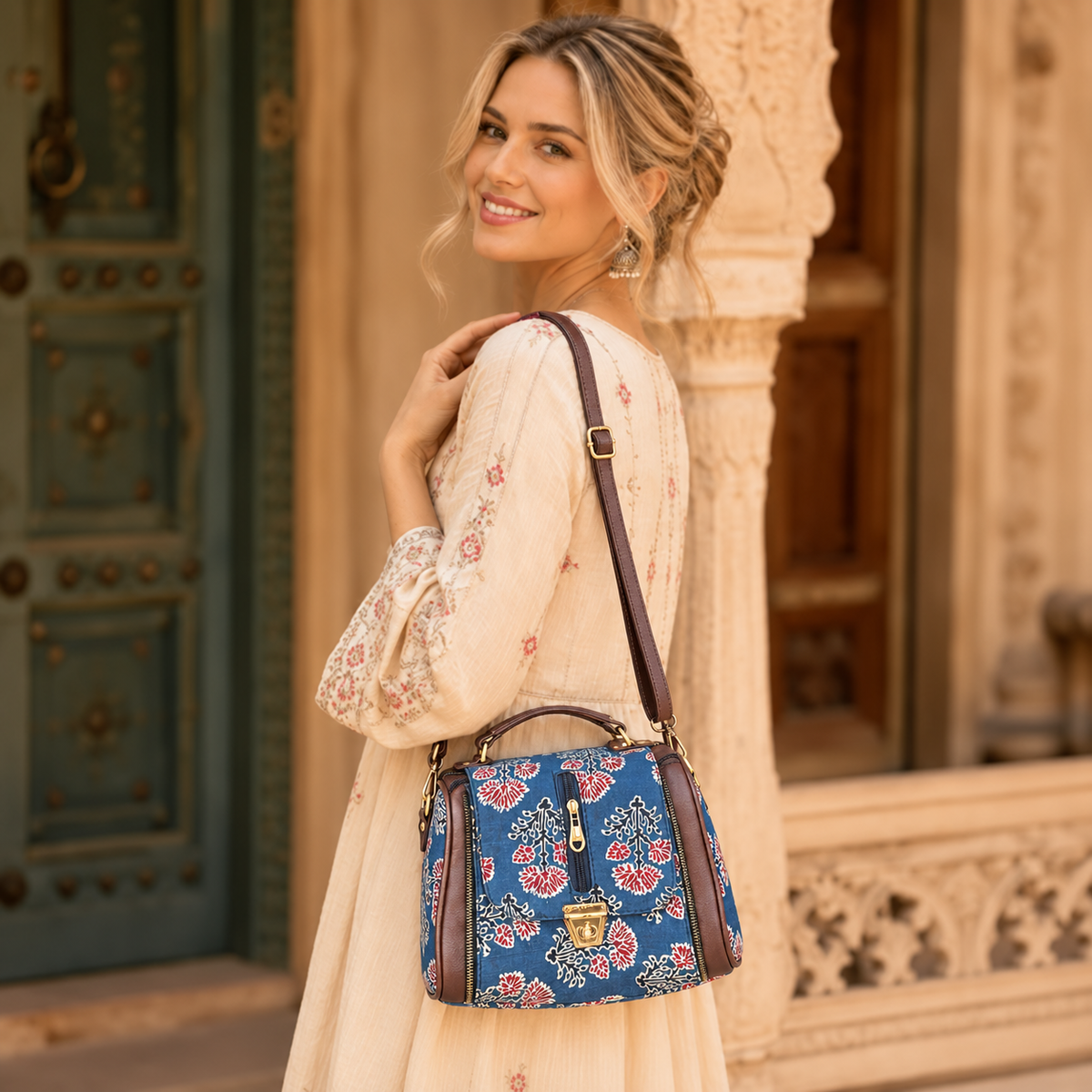 Bolso Bandolera Estampado Artesanal - BOUTQIEDELAINDIA