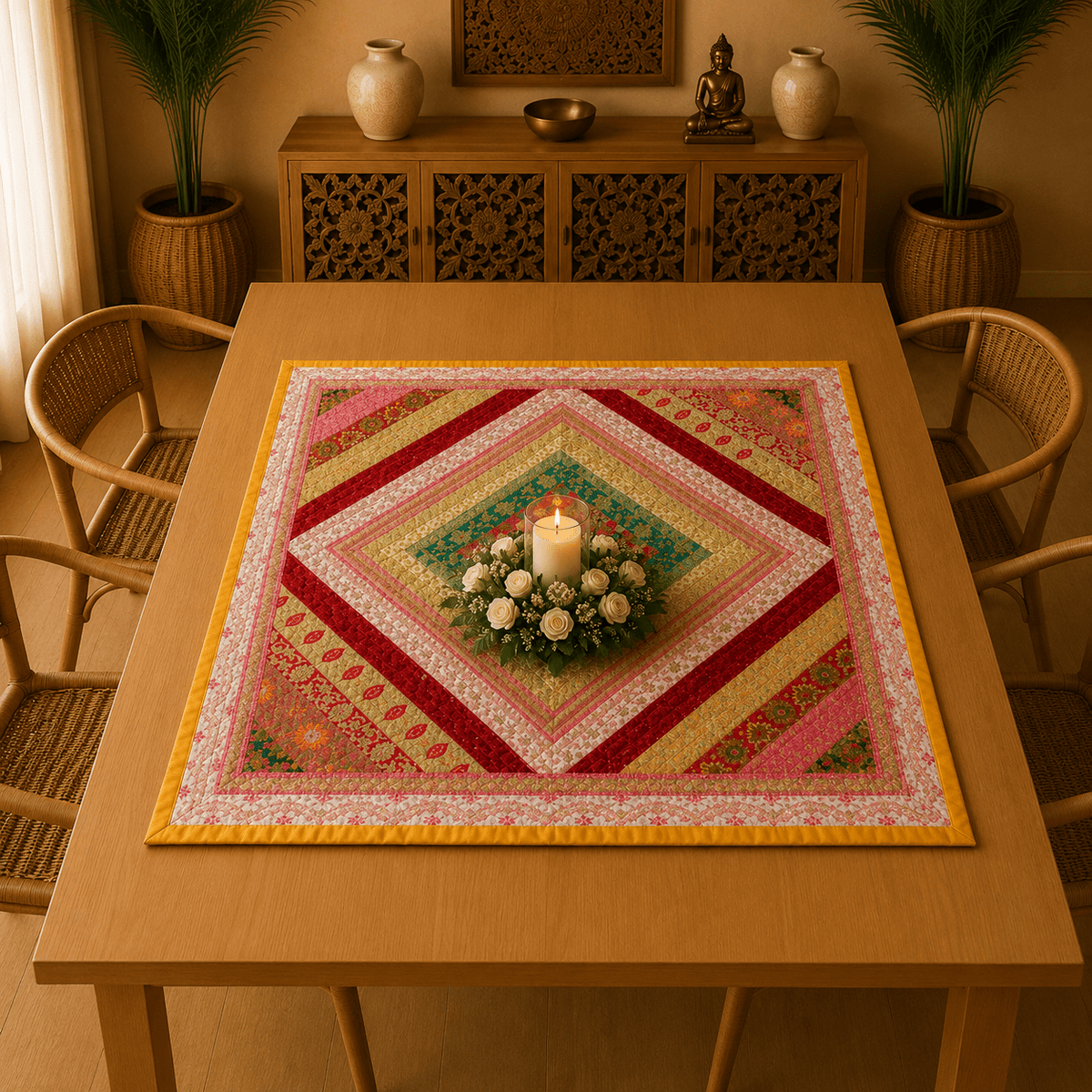 Centro de Mesa Cuadrado Heritage de la India - BOUTIQUEDELAINDIA