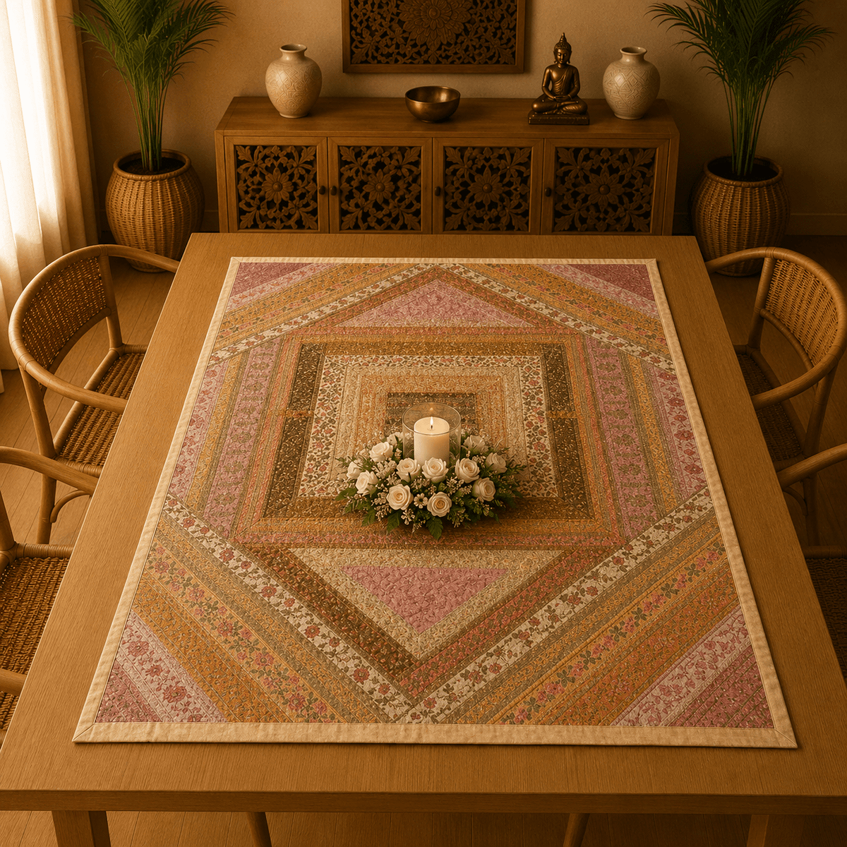 Centro de Mesa o Mantel Ornamentado Bordado - BOUTIQUEDELAINDIA