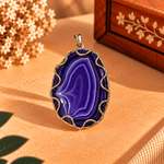Dije Ágata Morada Amara con Vetas de Inspiración India - BOUTIQUEDELAINDIA