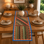 Camino de Mesa Patchwork Bordado Azul Real - BOUTIQUEDELAINDIA