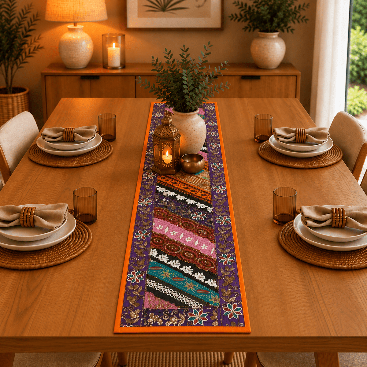 Camino de Mesa Patchwork Floral Hindú - BOUTIQUEDELAINDIA