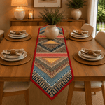 Camino de Mesa Oriental Clásico Burdeos y Azul - BOUTIQUEDELAINDIA