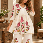 Conjunto bordado floral Noor – Blusa y pantalón - BOUTIQUEDELAINDIA