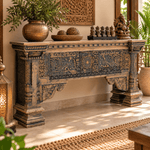 Consola Imperial de Madera Tallada con Columnas y Relieves - MD - BOUTIQUEDELAINDIA