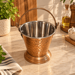 Balde Pequeño Tradicional de la India Samira en Cobre y Acero - BOUTIQUEDELAINDIA