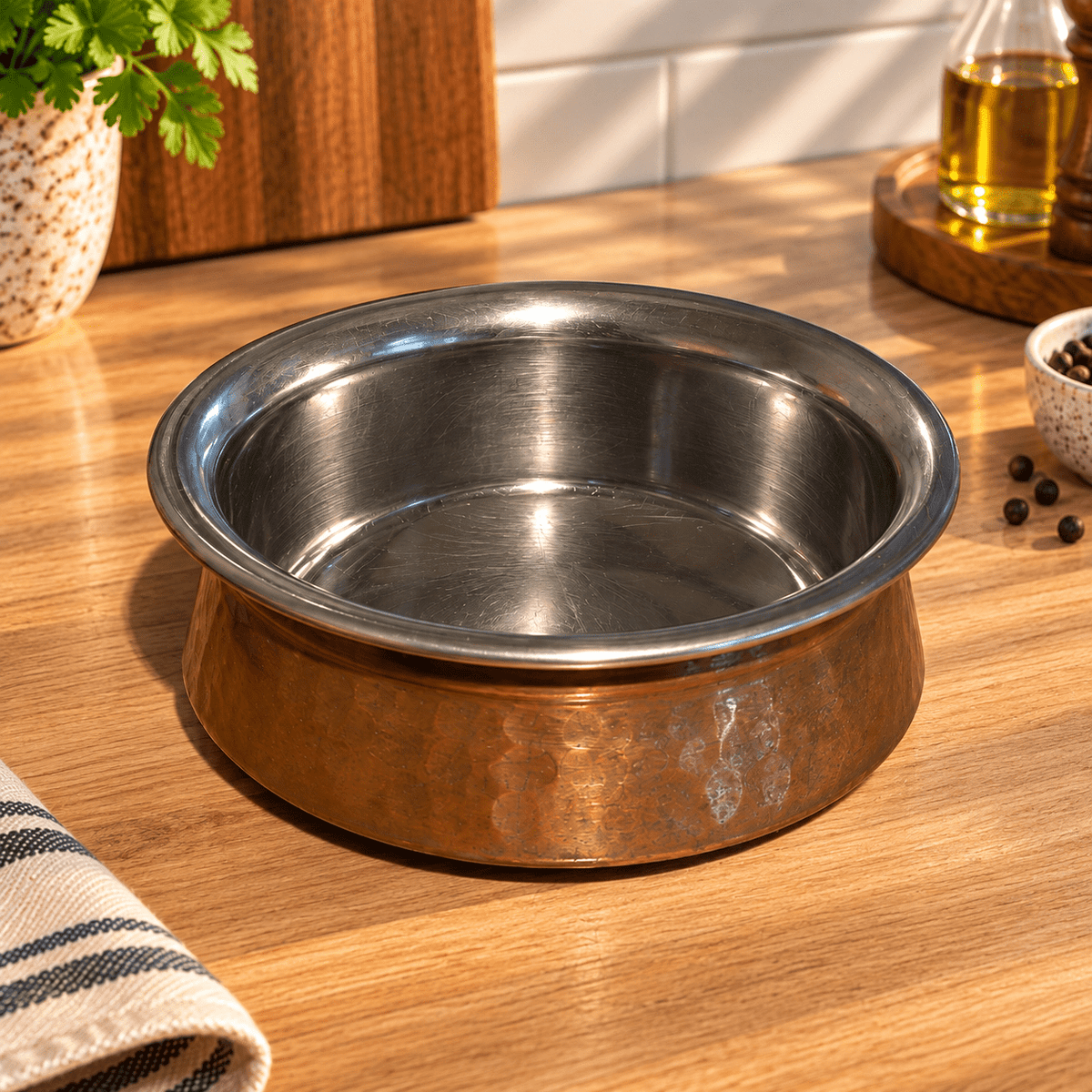 Cuenco Anika en Cobre y Acero - BOUTIQUEDELAINDIA
