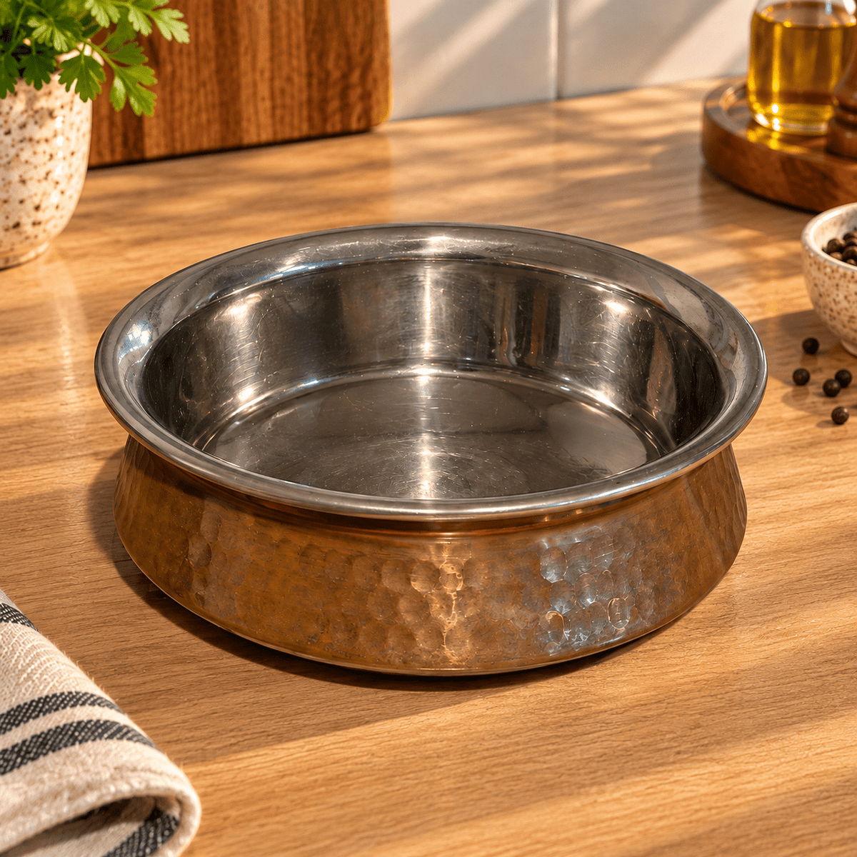 Cuenco de Cobre Devika con Interior en Acero - BOUTIQUEDELAINDIA