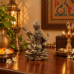 Figura Decorativa Diosa Saraswati de Bronce Vidya con Veena – Sabiduría, Arte y Conocimiento - BOUTIQUEDELAINDIA