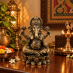 Figura Decorativa Ganesha de Bronce con Base de Loto – Sabiduría y Prosperidad - BOUTIQUEDELAINDIA