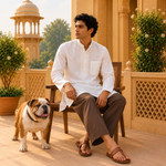 Kurta Corta Aarav Blanca de Algodón para Hombre - BOUTIQUEDELAINDIA