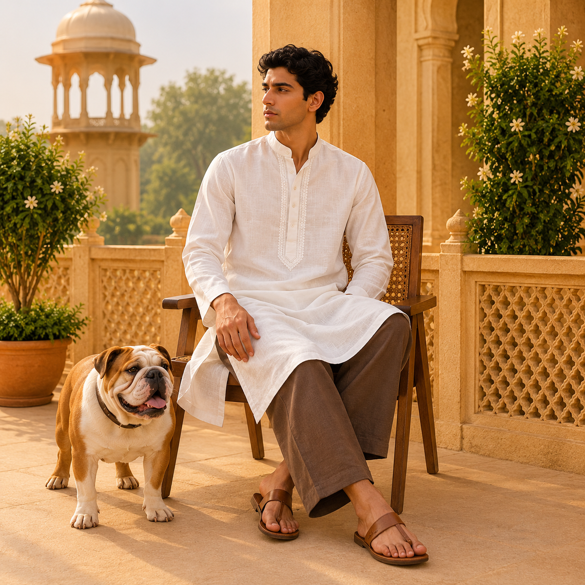 Kurta Larga Devansh de Algodón para Hombre