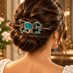 Pasador para Cabello Elefante Turquesa Amara en Bronce - BOUTIQUEDELAINDIA