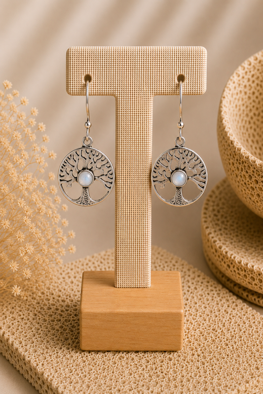 Aretes Árbol de la Vida Piedra Luna