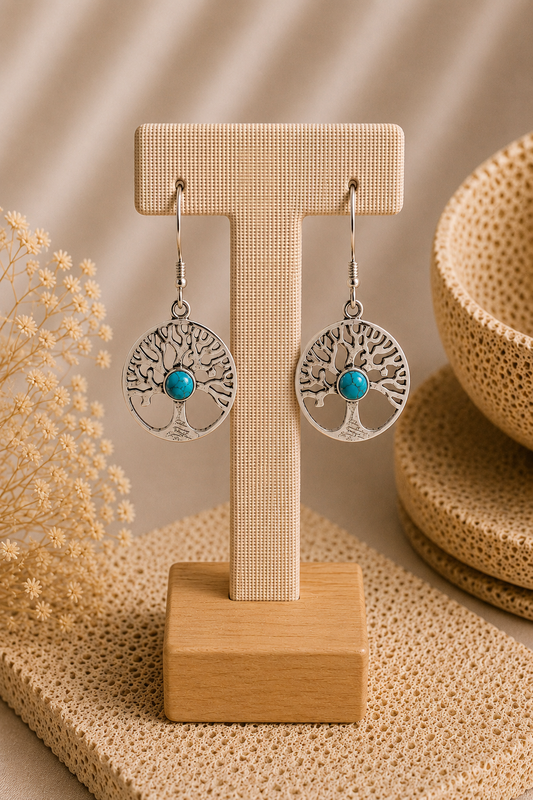 Aretes Árbol de la Vida Turquesa