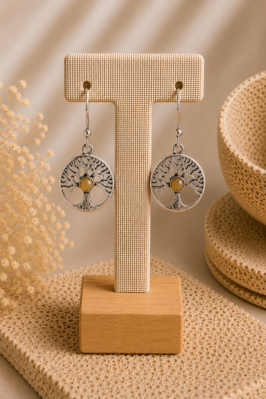Aretes Árbol de la Vida Jade Miel