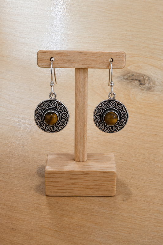 Aretes Sol Ojo de Tigre