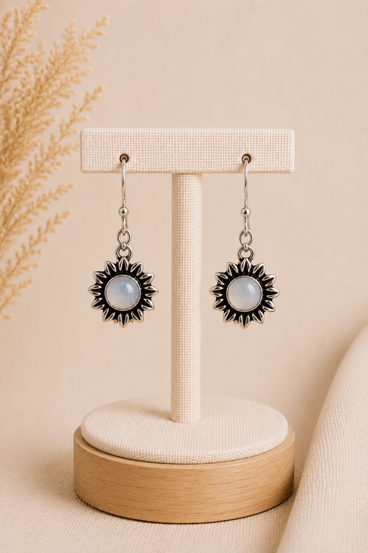 Aretes Girasol Piedra Luna