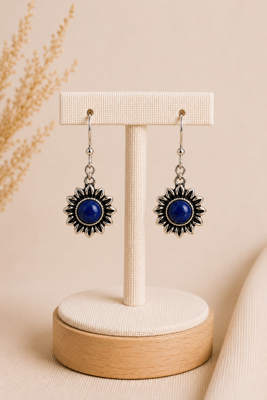 Aretes Girasol Lapis Lazul