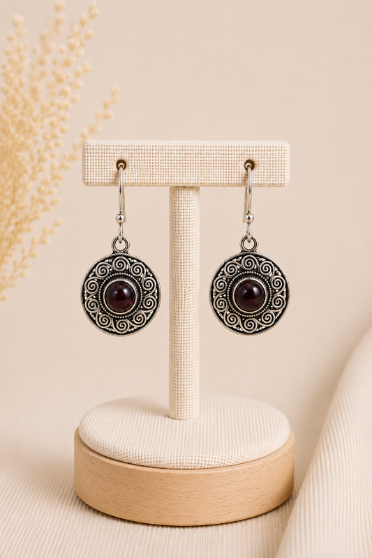 Aretes Sol Piedra Granate