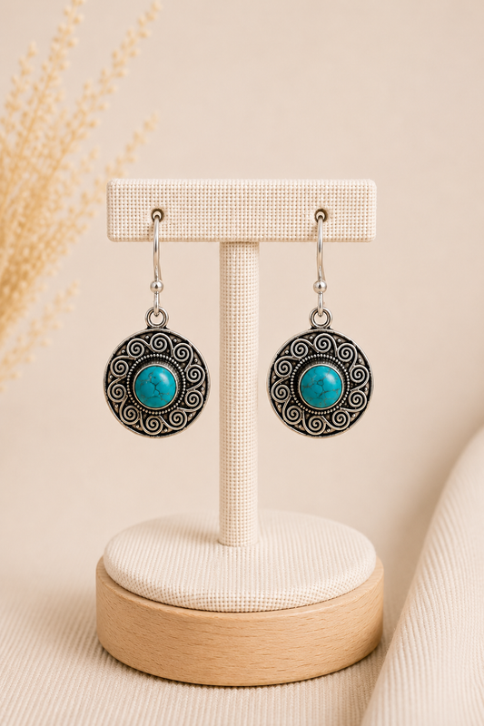 Aretes Sol Piedra Turquesa
