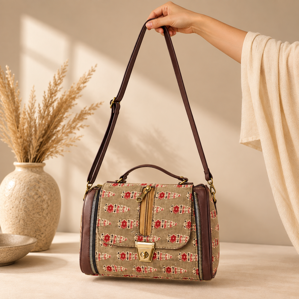 Bolso Bandolera Estampado Artesanal - BOUTQIEDELAINDIA