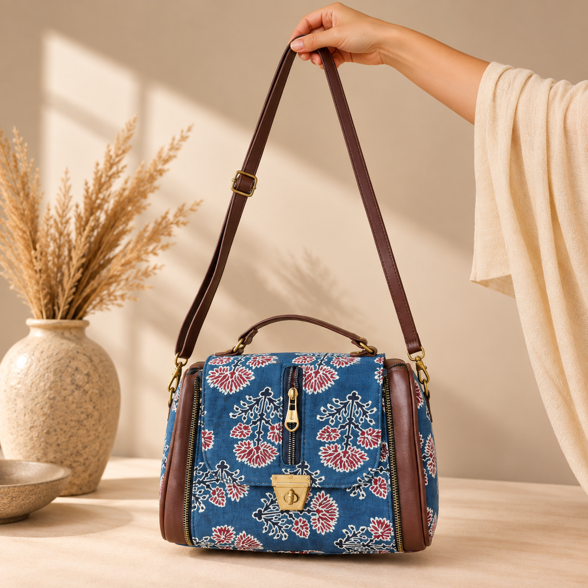 Bolso Bandolera Estampado Artesanal - BOUTQIEDELAINDIA