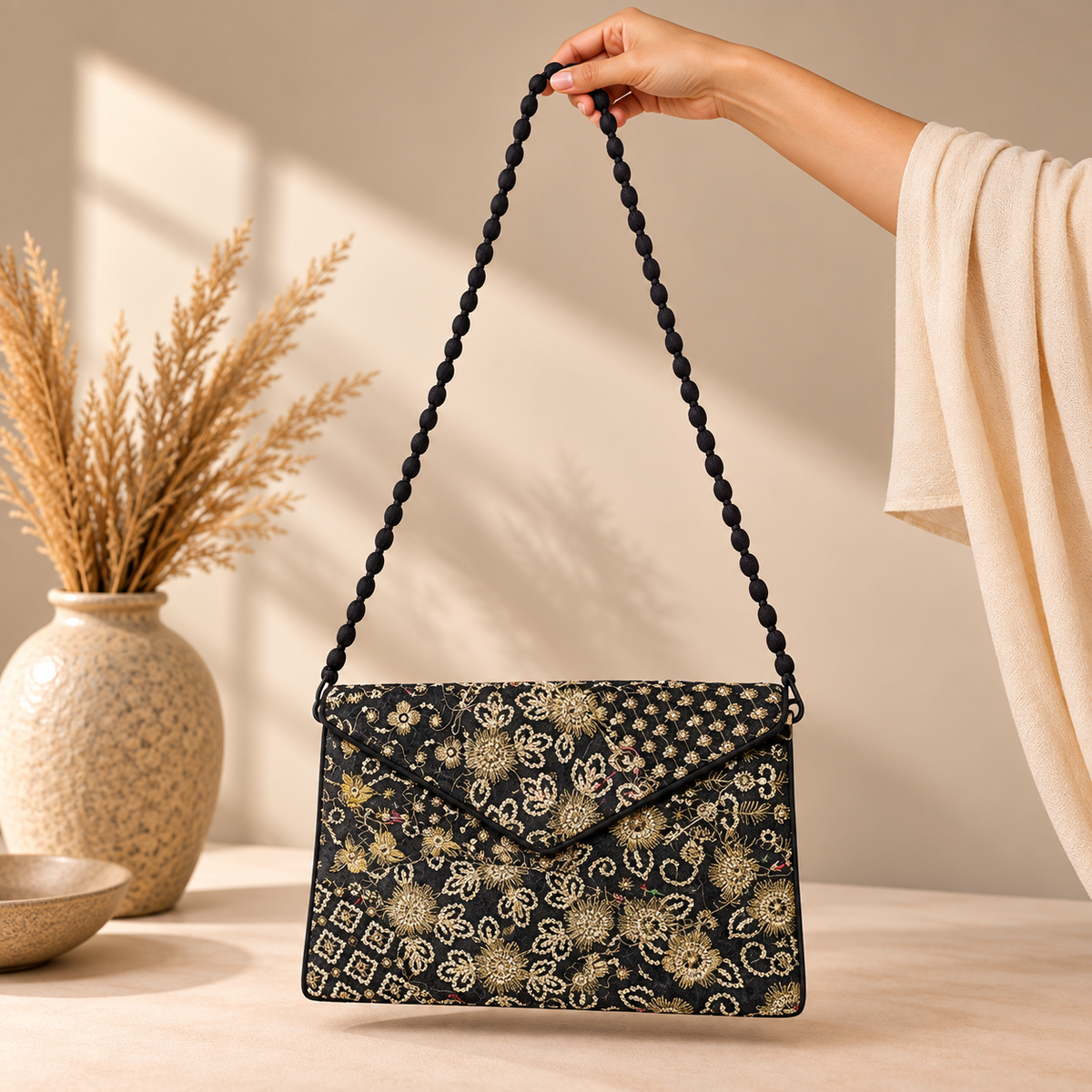 Cartera Bordada con Detalles Étnicos - BOUTIQUEDELAINDIA